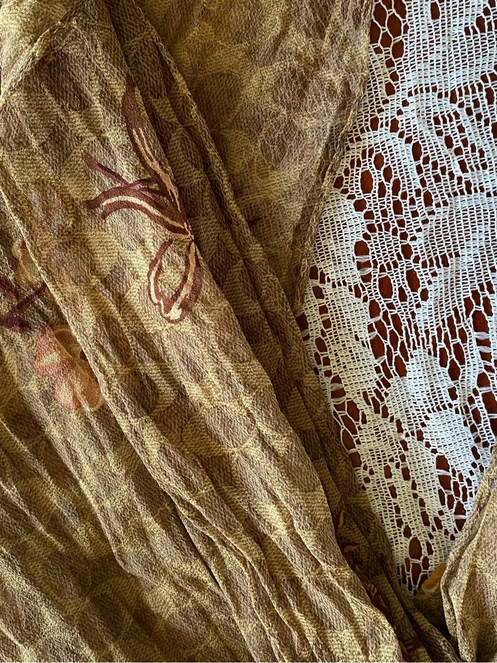 Coach Olive Green Floral Lightweight Scarf - Picture 4 of 4
